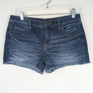 Mossimo Boyfriend Shorts Women Size 8 Blue Stretch Denim 2.5 Inseam Mid Rise